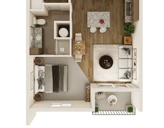 Studio Floor Plan at The 8801 Lincoln