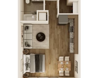 a floor plan of a 1 bedroom apartment
