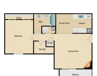 Sycamore Floor Plan at Oakwood Trail Apartments in Omaha, NE