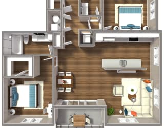 1,156 SF Two Bed Two Bath Autumn Floor Plan at The Sterling at Prairie Trail North in Ankeny, IA