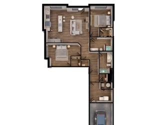 1,274 SF - Two Bed/Two Bath Townhome Floor Plan at The Sterling at Prairie Trail North in Ankeny, IA
