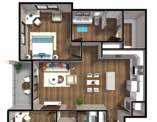 1,175 SF Two Bed Two Bath Spring Floor Plan at The Sterling at Prairie Trail North in Ankeny, IA