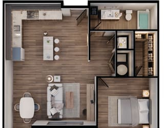 769 SF Daisy One Bed One Bath Floor Plan Floor Plan at The Sterling at Prairie Trail North in Ankeny, IA