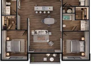 1,142 SF Two Bed Two Bath Sage Floor Plan at The Sterling at Prairie Trail North in Ankeny, IA