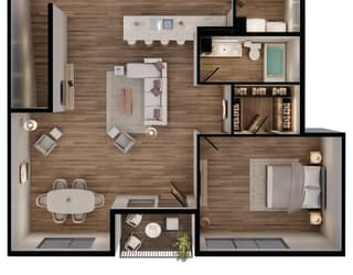 1061 SF one bedroom floor plan at Sterling at Prairie Trail North in Ankeny, IA