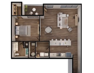 978 SF one bedroom floor plan at Sterling at Prairie Trail North in Ankeny, IA