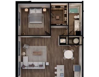 904 SF one bedroom floor plan at Sterling at Prairie Trail North in Ankeny, IA