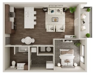 One Bed / One Bath 747 SF Floor Plan at The Westline at Flanagan Lake in Omaha, NE