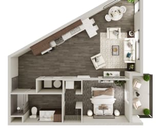 One Bed / One Bath 713 SF Floor Plan at The Westline at Flanagan Lake in Omaha, NE