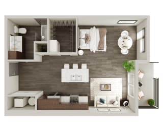 Studio - 613 SF Floor Plan at The Westline at Flanagan Lake in Omaha, NE