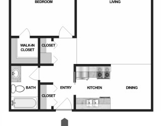 1 Bedroom 1 Bath A at Villages on McKnight, St. Paul, MN, 55119