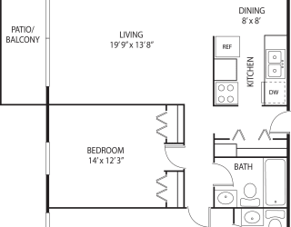 2 bed 2 bath floor plan H at Axon Green, Minneapolis, Minnesota