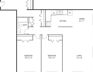 2 bed 2 bath floor plan C at Axon Green, Minneapolis, 55416