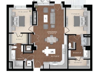 a floor plan of a home with a wooden floor at Expo, Minnesota