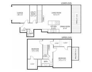 Beach South at the Lake Apartments in Robbinsdale, MN 2 Bedroom 1.5 Bath Townhome