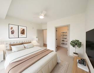 Second bedroom in the C4 two bedroom two bathroom floor plan at The Mera in St. Louis Park, Minnesota