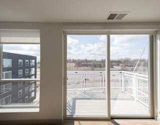 Balcony in the CC3 two bedroom plus den, two bathroom floor plan at The Mera in St. Louis Park, Minnesota