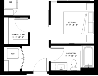 1 bed 1 bathroom A-3 Floor Plan at The Mera, Minnesota, 55426
