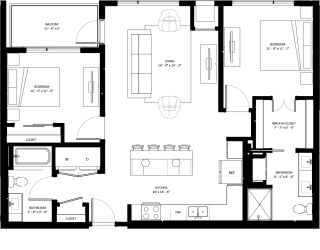 2 bedroom 2 bathroom C-2 Floor Plan at The Mera, St Louis Park, 55426
