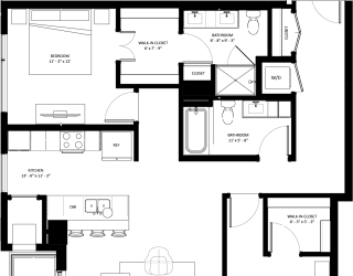 2 bedroom 2 bathroom C-6 Floor Plan at The Mera, Minnesota, 55426