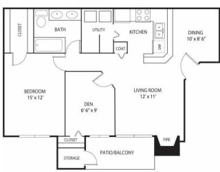 Eden Commons Apartments in Eden Prairie, MN 1 Bedroom 1 Bath Plus Den