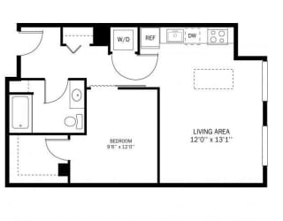 Kellogg Square Apartments in St. Paul, MN 1 Bedroom 1 Bath Apartment