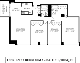 Kellogg Square Apartments in St. Paul, MN 3 Bedroom 2 Bathroom Apartment
