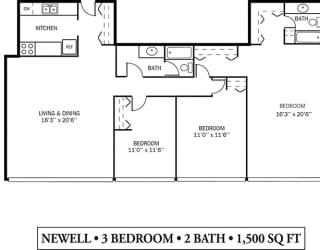 NEWELL Floor Plan at Kellogg Square, Minnesota, 55101