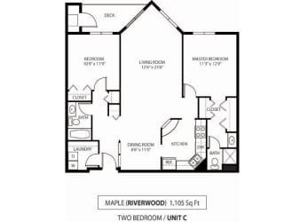 2 Bed 2 Bath Maple Floor Plan at The Riverwood, Lilydale, MN, 55118