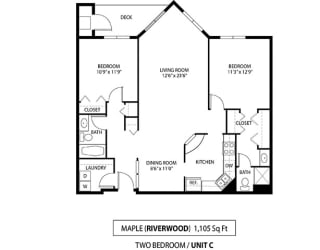 2 Bed 2 Bath Maple Floor Plan at The Riverwood, Lilydale, MN, 55118