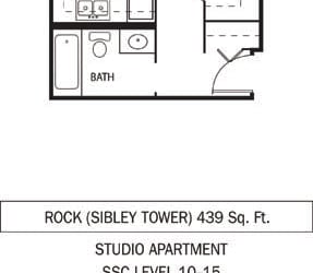 Rock Floor Plan Galtier Towers Apartments in Lowertown, St. Paul, MN Studio Apartment