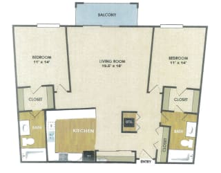 a floor plan of a living room and a kitchen