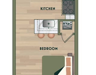 Studio 1 bath at The PARKER on E Mulberry Apartments, San Antonio, TX, 78209