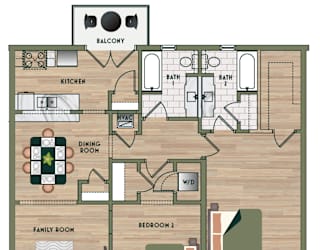 2 bed 1 bath A at The PARKER on E Mulberry Apartments, San Antonio, 78209