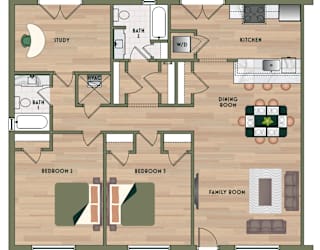 2 bed 2 bath A at The PARKER on E Mulberry Apartments, San Antonio