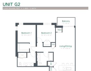 2 bed 2 bath a floor plan for a unit with a bedroom and a bathroom  at Elmhurst 255, Elmhurst, Illinois