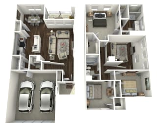 Rivers Edge Rental Homes Furnished C2 3D Floor Plan