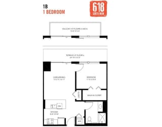One Bedroom 1 Bath 621 sq. ft.
