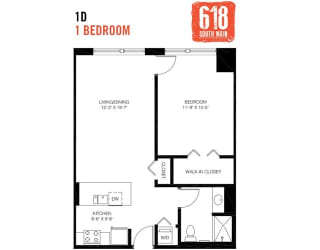One Bedroom 1 Bath 771 sq. ft.