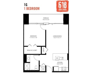 One Bedroom 1 Bath 700 sq. ft.