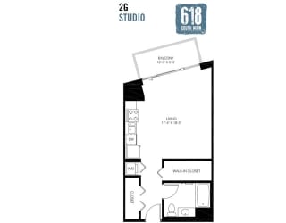 Studio 543 sq. ft.