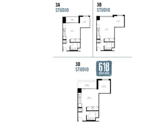 Studio with Den 518- 605 sq. ft.
