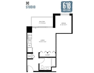 Studio 518 sq. ft.