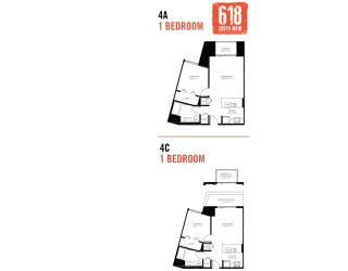 One Bedroom 1 Bath 689 sq. ft.