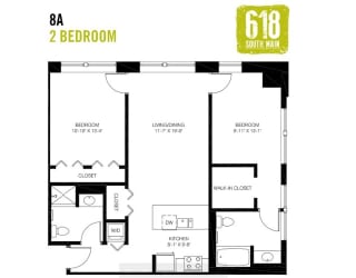 Two Bedroom 2 Bath 1033 sq. ft.