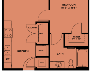floor plan of the first floor of a two story house with a bedroom and bathroom