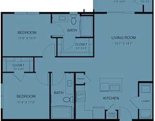 A blueprint of a house layout with labeled rooms and dimensions.