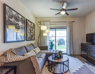 Living Area With Ceiling Fan at Paloma, Austin, 78754
