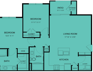 the blueprint of a floor plan for a bedroom apartment