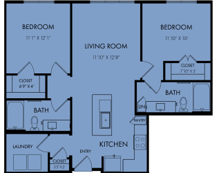 the floor plan of a bedroom apartment with a bathroom and a living room